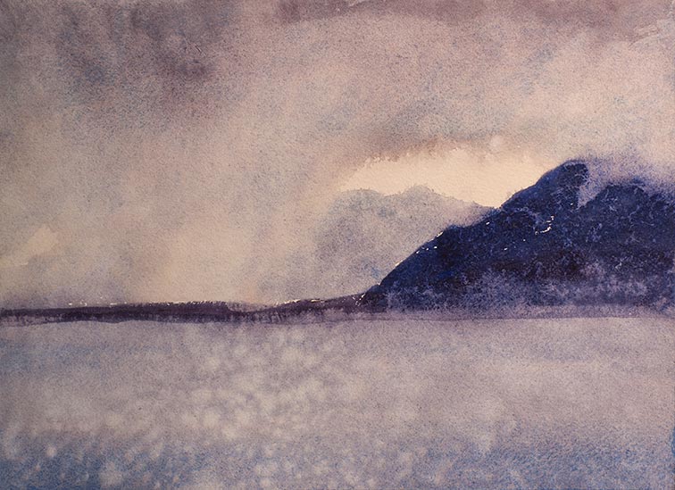 Robert Spellman watercolor of Farraniaragh Mountain, Ireland